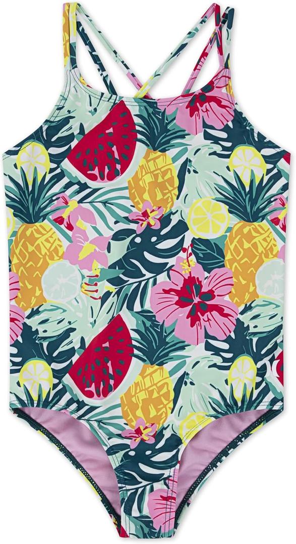 Hurley Girls One Piece Swimsuit (7, Pink/Fruits)