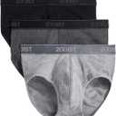 2(X)IST mens Essential Cotton Contour Pouch Brief 3-Pack, Black/ Grey/ Charcoal Heather, X-Large