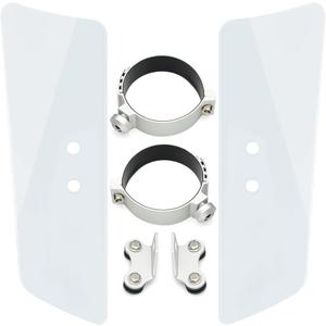 Motorcycle Clear Front Fork Lower Wind Deflectors & Hardware Mounting Clamps fits for Harley Honda Yamaha Kawasaki Suzuki