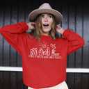 FAYALEQ Christmas Sweatshirt Women Merry Christmas Shirt Pullover Xmas Graphic Long Sleeve Tops (Red, M)