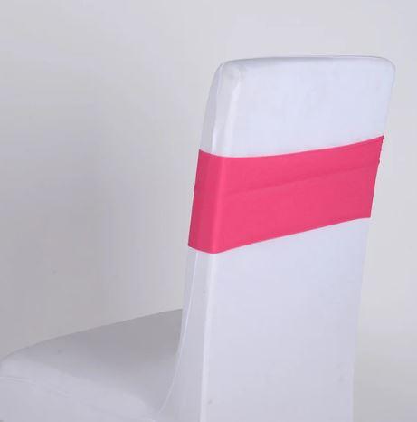 5 Pieces Stretch Chair Sashes Sashes Spandex Chair Sashes with Sliding Buckle for Wedding Party Decorations (Hot Pink)