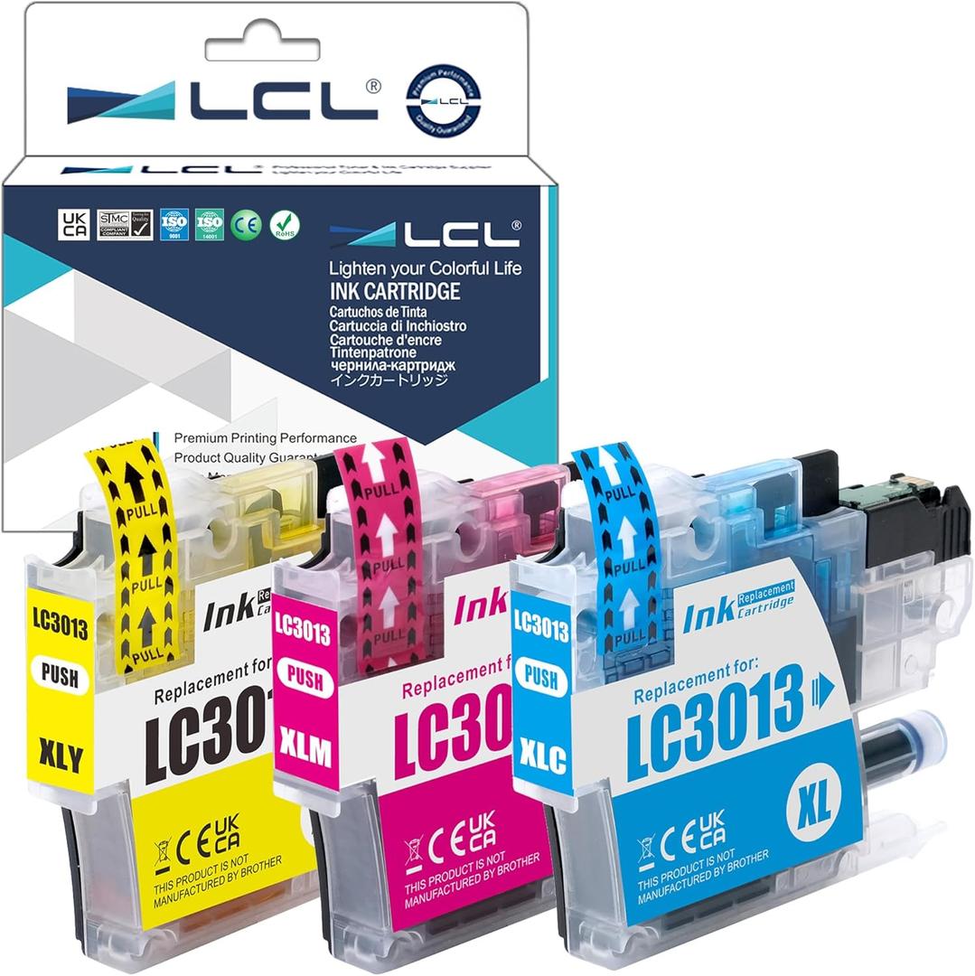 LCL Compatible Ink Cartridge Replacement for Brother LC30113PKS LC30133PKS LC-3011 LC3011 LC-3013 LC3013 LC-3013C LC3013C LC3013M LC3013Y High Yield MFC-J491DW MFC-J497DW MFC-J690DW (3-Pack CMY)
