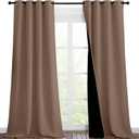 NICETOWN Room Warming Complete Blackout Shades for Large Window Door, 100% Blackout Window Curtain Panels with Black Lined, 46 inches Width Each Panel, 90 inches Length, Cappuccino, Double Pieces