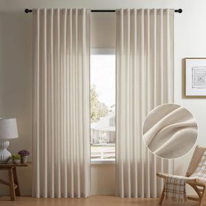 Neutral Beige Curtains 84 Inch Length for Dining Living Room Light Filtering Neutral Privacy Light Filtering Bedroom Cream Curtain 84 Inch Length 2 Panels (Oatmeal)