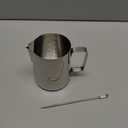 Milk Frothing Pitcher, 12oz Milk Frother Cup with Clear Scale, 304 Stainless Steel Cappuccino Espresso Machine Accessories for Barista Coffee Bar with Latte Art Pen, Silver