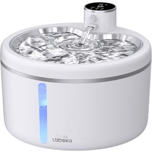 Wireless Cat Water Fountain with [Stainless Steel Tray], 102oz/3L Pet Water Fountain for Cats Inside, Cat Fountain for Drinking with Motion Sensor, Ultra Quiet Pump, Cats & Dogs Gifts (102oz+2Filters)