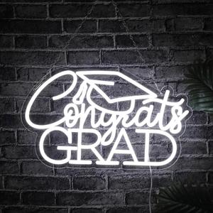 Congrats Grad Neon Sign for 2026 Graduation Decorations