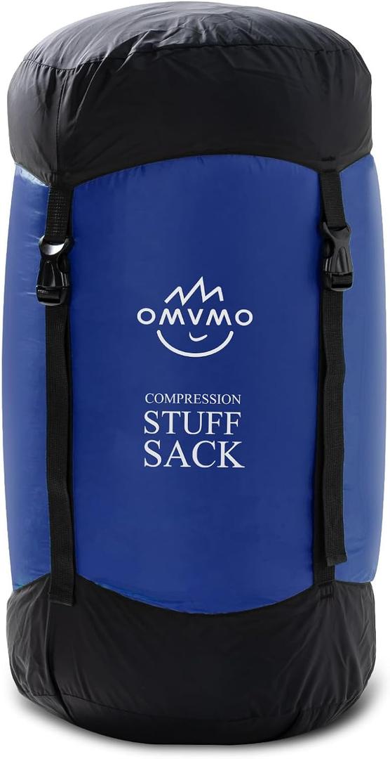OMVMO Compression Sack, 12L/19L/32L/46L/53L Water-Resistant Sleeping Bag Stuff Sack, Anti-Tear Ultra Light 400T 20D Nylon Storage Bag, Space Saving Gear for Camping Hiking Travel 1Pcs (Dark Blue)