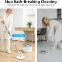 3-in-1 Spin Mop and Bucket Set with Clean Water Separation, 71 Extra Long Handle for Wall Cleaning, 3 Specialized Heads for Baseboards & Corners, 6 Microfiber Refills for Hardwood Floor Care