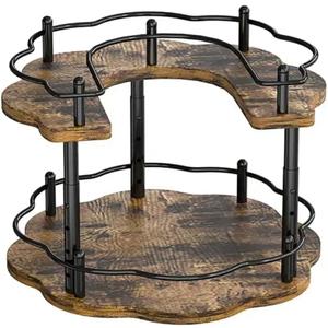 2-Tier Wooden Lazy Susan Turntable Organizer for Cabinet, Table Top, Kitchen, Pantry, Bathroom, Vanity Countertop, Rotating Wood Lazy Susans Rack for Spice, Seasoning Storage Organization(Petal)