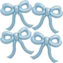 4 Pcs Baby Blue Bow Balloons Bow Birthday Party Decorations for Girl Women Bow Decor Blue Birthday Decorations Giant Dusty Blue Balloons for Baby Shower Bridal Bachelorette Party Supplies