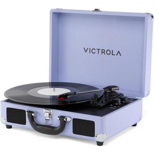 Victrola Journey II (2025 Model)  Bluetooth Suitcase Record Player  Built-in Stereo Speakers with Enhanced Bass, 3-Speed Turntable, Bluetooth Input and Output, RCA & Headphone Outputs (Lavender)