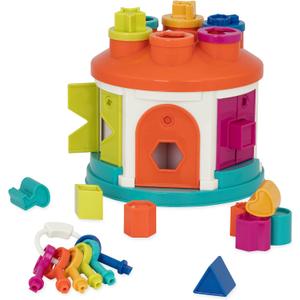 Battat Shape & Color Sorting Toy Developmental Toy Pattern Matching Game Color Coded Keys 2+ Years Shape Sorter House, Medium