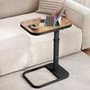 TV Tray Table, Adjustable Height & 90° Flip-Over Panel Design, Sofa Arm End Side Table for Eating Laptop Couch Bed Dinner or Small Spaces