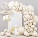 Voircoloria 130pcs White Sand Balloons Different Sizes 18" 12" 10" 5" Off White Party Latex Balloons for Birthday Baby Shower Graduation Wedding Gender Reveal Anniversary Party Decorations