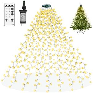LUSARRYWILL Christmas Tree Lights, 400 LED Christmas String Lights with Ring for Tree, 6.6FT x 16 Lines Fairy Lights for Indoor Outdoor Xmas Tree Decor, Warm White