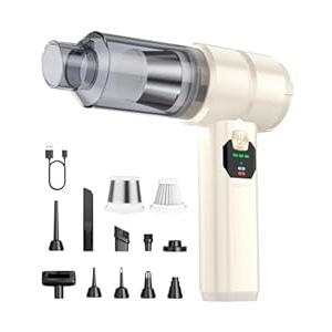 Portable Cordless Car Vacuum, 4-in-1 Handheld Cordless Vacuum with 30000Pa Suction, 130000 RPM, 6800mAh Battery, 10 Nozzles, Rubber Paint Material for Car, Home, Birthday Gifts for Men Dad Husband(Beige)