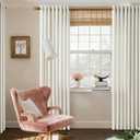 90 Inch Ivory Cream Linen Curtains for Living Room 2 Panel Set Grommet Light Filtering Flax Linen Drapes Neutral Modern Boho Semi Sheer 90 Inches Length Window Curtain for Bedroom Office Sliding Door