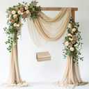 Wokceer Champagne Wedding Arch Draping Fabric Backdrop 3 Panels 28.7" X 20FT Sheer Drapes Fabric for Wedding Arbor Ceremony Party