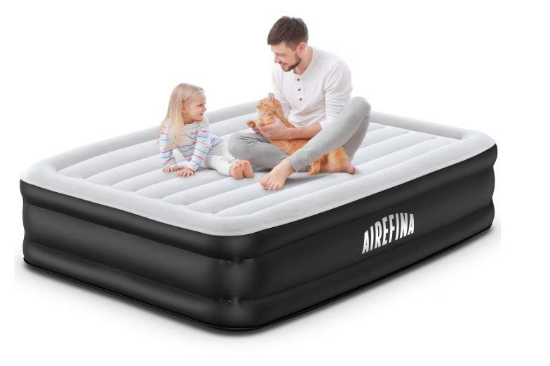 Airefina Full Size Air Mattress with Built-in Pump, Quick Self-Inflation/Deflation in 2.5 Mins, 650lb MAX