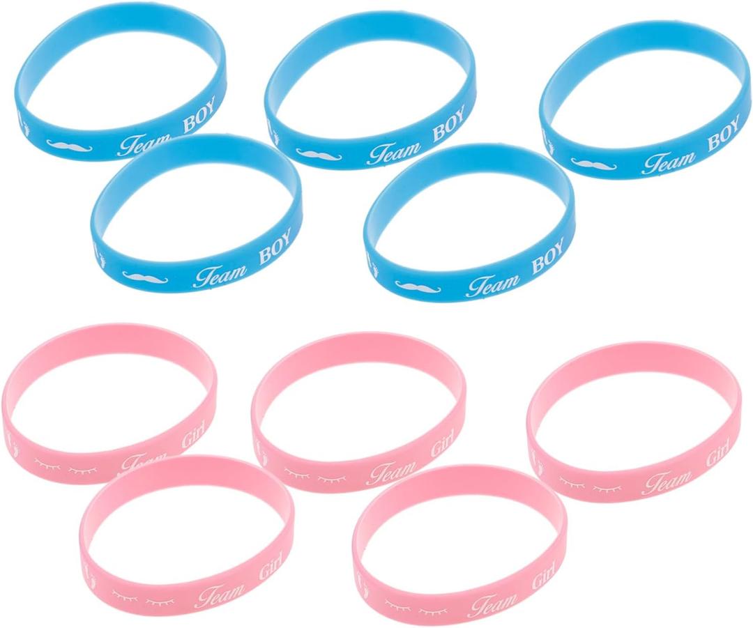 YARNOW 10pcs Gender Reveal Party Silicone Wristbands Stylish Boys Team Bracelets for Shower Decorations Fun Accessories for Celebrations Events
