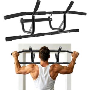 Pull Up Bar,New Pull Up Bar for Doorway,Pullup Bar Adjustable for Multiple Training Modes ，Doorway Pull Up Bar Easy To Install And Can Be Hung Without Drilling Holes,Wider And Larger With Anti-Slip Soft Pads,Can Bear 250 Pounds