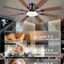 JSAITEE 60Inch Ceiling Fan with Lights and Remotes, Large Low Profile Flush Mount Ceiling Fans,DC Reversible Motor, 3CCT Dimmable,Noiseless,Dual Finish, Brown 6 Speeds Ceiling Fan for Indoor/Outdoor
