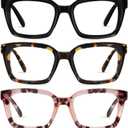 XVXV Reading Glasses for Women Men - Blue Light Blocking Readers Oversize Oprah Square Anti Glare/ Eyestrain Spring Hinge(3 Pack*C1, 2.75)