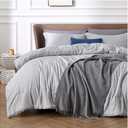 Bedsure Full Comforter Set -Soft Bedding for All Seasons, Cationic Dyed Bed Set, 3 Pieces, 1 Full Size Comforter (82"x86") and 2 Pillow Shams (20"x26"+2") (Gray Queen)