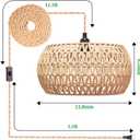 Plug in Pendant Light Rattan Hanging Lamp Pendant Light with on/Off Switch Rattan Woven Shade Hanging Lamp Plug in for Living Room Bedroom Farmhouse