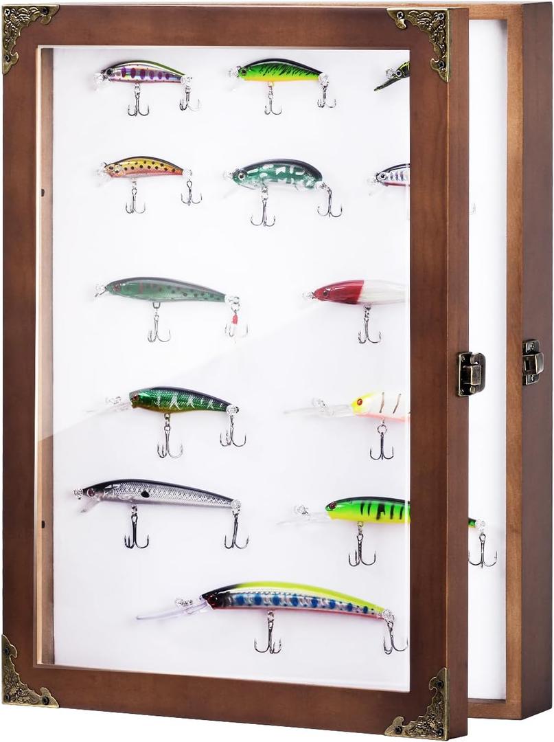 Fishing Lure Display case Display Lure Trophy Fishing Lure Collection Large Shadow Boxes Display Cases Bait Box Wall Display Cabinet Lure Box Memory Box Fish Hook Display case