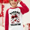 Valentines Day Kid Boys Girls Heart Dabbing Top Red White Raglan Long Sleeve Crew Neck T-Shirt 5-6 Years