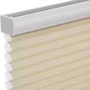 Changshade Cordless Cellular Shades, Light Filtering Honeycomb Shades for Windows, Pull Down Pleated Blinds, Easy to Install for Indoor Windows and French Doors,25" W x 64" H, Grey