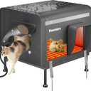 Pawtners Heated Outdoor Cat House for Outside Cats, 19'' Large Insulated Weatherproof Cat Shelter with Heated Pad, Elevated Feet & Escape Door, Warm Kitty House for Feral or Stray Cats in Winter (Grey)