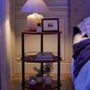Small Nesting Coffee Table - 3-Tier Oval Accent Table for Small Spaces, Rustic Wood and Metal Couch End Table, Nightstand for Bedroom or End Table Living Room, Easy to Assemble, Rustic Walnut