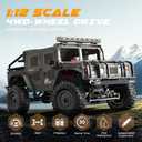 SIMREX 1:12 Scale All-Terrain Remote Control Car, 4WD RC Cars with 2.4 GHz, RC Climbing Truck, IPX4 Waterproof Off-Road Vehicle with Two Rechargeable Batteries, for Kids Teens Adults