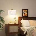 QIYIZM Glass Plug in Pendant Light Hanging Lights with Plug in Cord Milk White Hanging Lamp Gold Dimmable Mid Century Modern Plug in Chandelier Ceiling Fixture for Living Room,Kitchen,Boho