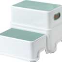 Victostar 2 Step Stool for Kids, Anti-Slip Sturdy Toddler Two Step Stool for Toilet Potty Training, Bathroom,Kitchen (Green-White)