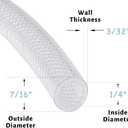 DAVCO 1/4" ID 50 ft Heavy Duty Braided Clear Plastic Vinyl Tubing, Flexible High Pressure Reinforced PVC Vinyl Tube Hose, Non-toxic, BPA Free