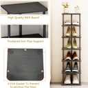 SORCEDAS 7 Tiers Vertical Shoe Rack Wooden Shoe Storage Organizer for Space Saving Narrow Shoe Shelf Storage 7 Pairs for Entryway Living Room Bedroom(Black + Rustic Dark Brown)