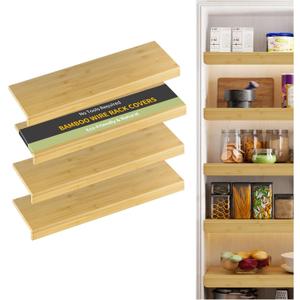 Bamboo Wire Shelf Covers, 40" W x 12" D, 4-Pack, Natural
