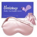 Umisleep Sleep Mask for 100% Pure Mulberry Silk, 22 Momme 6A Soft Eye Masks for Sleep, Adjustable Sleep Masks for Women Men, Light Blocking Sleeping Mask, Silk Eye Mask for Sleeping, Blindfold, Pink
