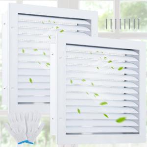 Hicarer 2 Pcs 12" x 12" Aluminum Gable Vent, Attic Vent Paintable Shed Vents with Screen, Stylish Design Return Air Grill Ideal for House Attic and Exterior Wall, Inside Dimension 10" x 10" (White)