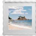 10x10 Picture Frame with Mat for 8x8, Wavy Edge Wooden Real Glass Photo Frame for Tabletop and Wall Hanging, White, 1 Pack