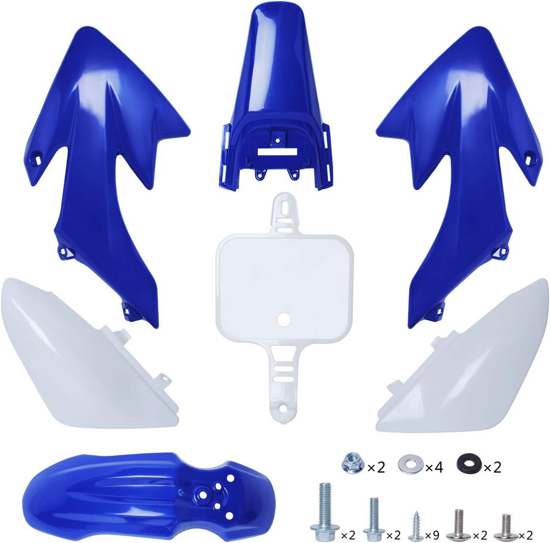 Podoy CRF50 Body Fender Kit for Compatible with XR50 XR 50 CRF 50 SDG SSR Pit Dirt Motor Trail Bike Black with Bolt Work Fairing Plastic (Blue)
