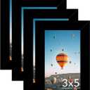 3x5 Picture Frame Set of 4 Black for Tabletop, 3 x 5 Photo Frame with Shatter Resistant Plexiglass, Sturdy 3 by 5 Poster Frame, 4 Pack, Black