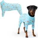 Spark Paws Dog Pajama, Dog Recovery Suit Male, Onesie, Ultra-Soft and 4-Way Stretch - Breakfast Blue - 4XL
