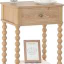 AWASEN Night Stand, Wood End Table with Drawer for Living Room, Small Bedside Side Table with Spindle Wood Legs for Bedroom, Office, Rustic Walnut