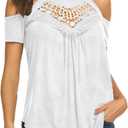 Bluetime Summer Tops for Women Short Sleeve T Shirts Cold Shoulder Casual Tops Tees