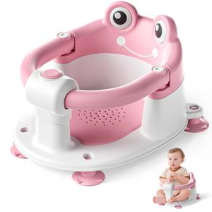 Baby Bath Seat for Babies 6 Months & up Non-Slip Toddler Bath Seats for Sitting Up Infant Bathtub Chair with Suction Cups and Soft Cushion for Baby Shower Tub Seat (Pink)